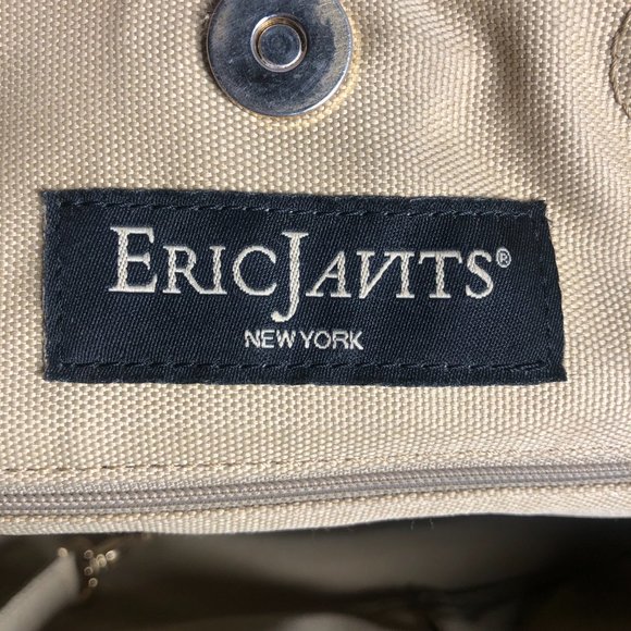 ERIC JAVITZ Black & Metallic Gold Woven Tote, Chunky Gold Accents, Medium Size - Picture 14 of 16